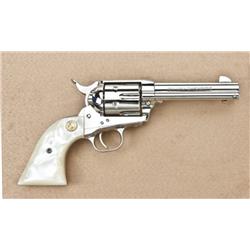 Colt Single Action Army revolver, .45 caliber,  4-3/4” barrel, high polish nickel finish, offset  fa