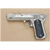 Image 1 : Colt model 1902 .38ACP caliber, pocket hammer,  semi-automatic pistol. Finely scroll engraved with  