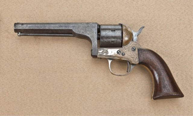 Swing Revolver Moore 7-shot .32 caliber rimfire side-swing revolver, brown patina ...