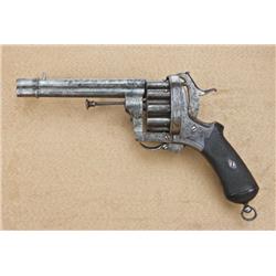 20-shot double-action pinfire pistol, approx. 7mm  superposed barrels, 11-1/2” overall, 5-3/4”  barr