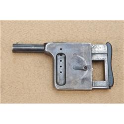 French Galuois #1, 8mm extra short palm-squeezer  pistol, blued finish, hard rubber grip scale,  ser