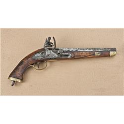 Belgian flintlock trade pistol circa mid to late  19th century, showing light to moderate pitting  a