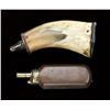 Image 1 : Lost consisting of a turned-horn pistol-size  flask, approx. 5-1/2” from tip to end, simple  constru