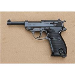 P38 9mm German-issue semi-automatic pistol, BYF  maker marked, 1944 dated, serial #9217S. The  pisto