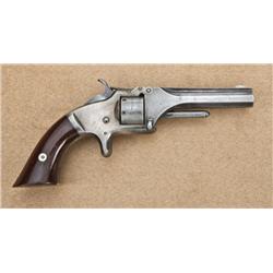 Smith & Wesson first model second issue, .22  caliber revolver, blue and silver finish, varnish  woo