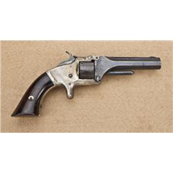 Smith & Wesson first model second issue, .22  caliber revolver, blue and silver finish, varnish  woo