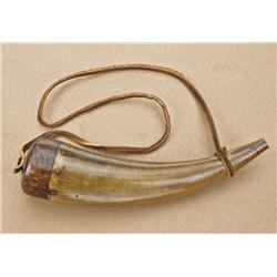 Small early 19th century priming horn of American  style measuring 8” from tip to end of plug. Shows