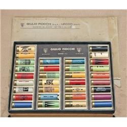 Salesman’s sample or dealer display case of  shotgun shells by Fiocchi of Italy. 32 various  pre-pla