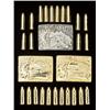 Image 1 : Lot of three belt buckles and loose .45 Colt  cartridges, gold plated for display. The belt  buckles
