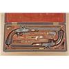 Image 1 : Pair of American percussion target/dueling pistols  signed H. Berg, Davenport. Cased with  accessori
