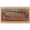 Image 2 : Pair of American percussion target/dueling pistols  signed H. Berg, Davenport. Cased with  accessori