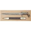 Image 1 : Dumonthier style double-barrel side by side  percussion knife pistol with 15-1/4” blade,  21-3/8” ov
