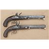 Image 1 : Pair of American flintlock dueling pistols signed  Miles, Philadelphia. The pair measure 16” overall