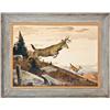 Image 1 : Leaping Stag painting by Bob Kuhn (1920 - 2007),  measuring approx. 23-1/2” by 31-1/2”. Titled  “Ala
