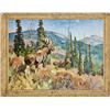 Image 1 : Original oil on canvas showing two moose in  woodland scene signed by Carl Rungius (1869-1959).  App