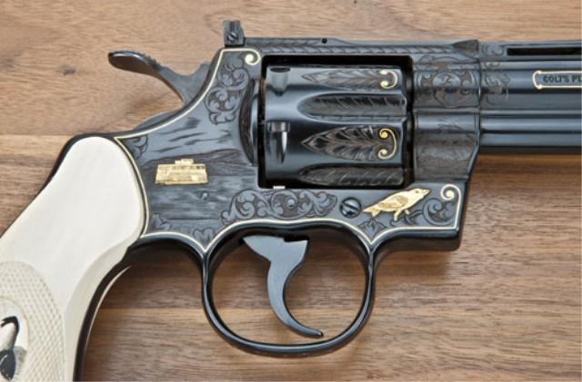 Pair of Colt Python .357 magnum revolvers, 6” barrels, finely engraved ...