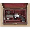 Image 1 : Cased English pepperbox pistol  , .36 caliber,  6-shot, 8-1/2” overall, silver plated over  cast-met