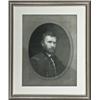 Image 1 : Print of General U.S. Grant in gray tones,  textured to appear like material, though on paper.  Meas