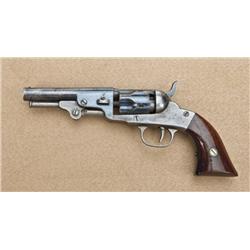 Bacon .31 caliber pocket revolver, 4” barrel,  blued finish, varnish wood grips, fluted cylinder,  #