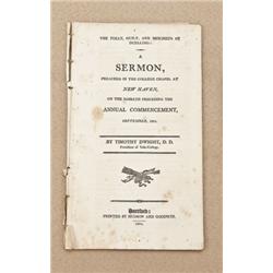 Sermon preached in College Chappel, New Haven, CN,  1804, by Timothy White, D.D. President of Yale  