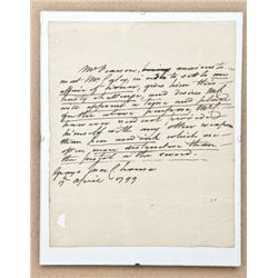 Acceptance for a challenge of a duel, written in  pen on paper measuring 9” by 7-1/4”. Mr. Pierson  