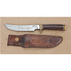 Early Randall sheath knife with scabbard, circa  approx. 1950-53. 6-1/2” blade, 10-1/2” overall.  Sh