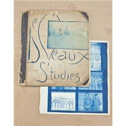 Original photographer’s blue-tone proofs for  military school circa 1892, probably for some sort  of