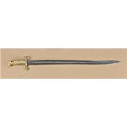 U.S. sword bayonet dated 1862, serial #7661, small  “G” inspection, missing spring. Blade measures  