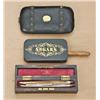 Lot consisting of 3-pieces including a small  rosewood box with brass corners containing two  straig