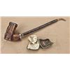 Large hand-carved and silver mounted meerschaum  pipe, eagles on front, Civil War era, approx.  4-1/