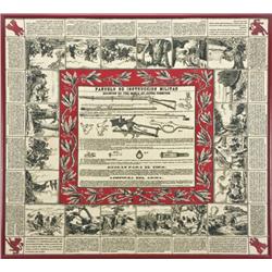 Framed original Sergeants scarf showing Remington  Rolling Block rifles and battle scenes. One scarf