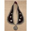 Cast bronze peace medal showing James Buchannan,  1857 date on embroidered velvet neck piece with  s