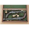 Image 1 : Pair of cased dueling/target pistols by J. H.  Happoldt, Charleston South Carolina. With medium  to 