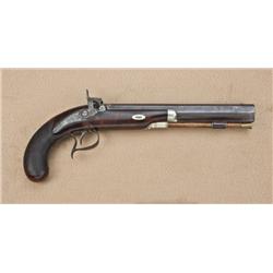 Classic American dueling/target pistol signed F.  Reynolds, New York. .46 caliber rifled, 9-3/4”  me