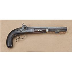 William Chance & Sons percussion dueler/target  pistol, barrel period engraved by agent Hayden  Greg