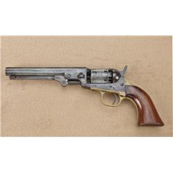 Colt 1849 Pocket Model Revolver, .31 caliber  percussion, 6” barrel, patina finish, varnish wood  gr