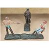 Image 1 : Figural group made of terra cotta, approx. 12-14”  in height, entitled “The Duel”. Four pieces,  sho