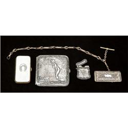 Lot of smoking accessories, late 19th to early  20th century. Consisting of 1) a cigarette case  mea