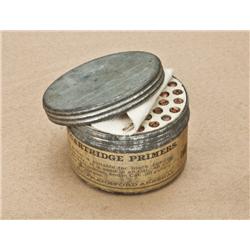 Tin with label marked 500 Cartridge Primers and  Primers suitable for .45 and shotgun ammunition  an