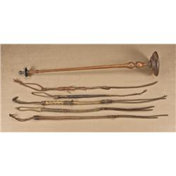 Lot of 5 braided leather quirts in good condition,  all showing age and use. Along with a nicely mad