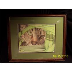 16 X 20 framed print - hand drawn by Dr. Ann Johnson - "Stryker in the Lilies".