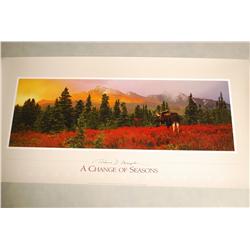 Fine Art Poster by Tom Magelsen.  Signed 2009 "Changing Seasons" Fall Rockies w/Moose
