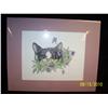 Image 1 : 16 X 20" Kitten in the Violet Patch - pen & ink sketch with water color - light purple mat