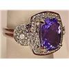 Image 3 : 14K WHITE GOLD LADIES TANZANITE AND DIAMOND RING -