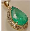 Image 3 : 14K GOLD LADIES EMERALD AND DIAMOND PENDANT W/ CHA