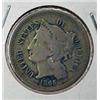 Image 1 : 1865 3 CENT NICKEL