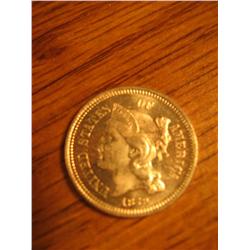 1869/1869 3c nickel Repunched Date