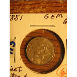 1851 3c SILVER, GEM BU
