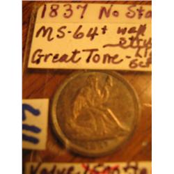 1837 NO STARs 1/2 DIME Choice BU