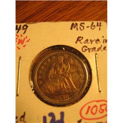 1849 DIME GEM